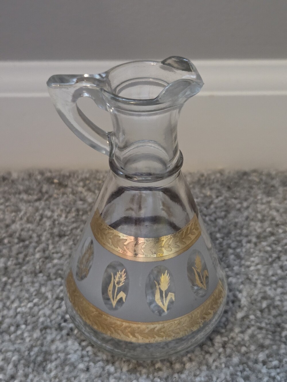 MCM Glass Cruet with Gold Wheat Motif